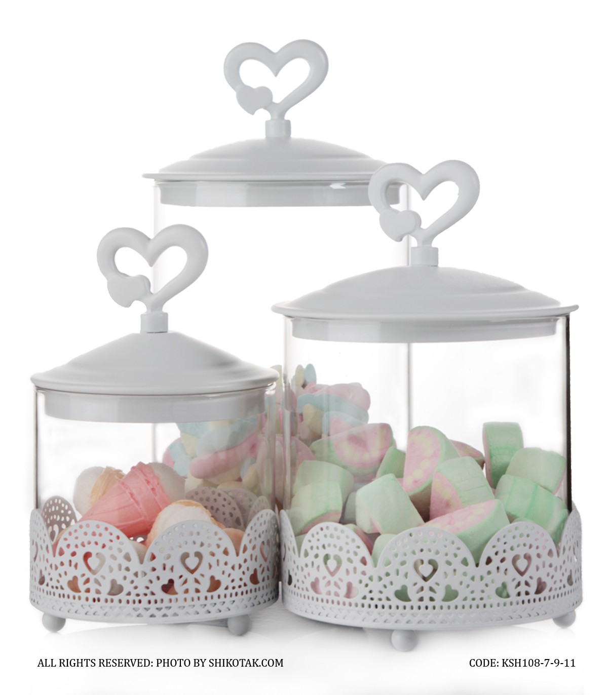 کندی باکس فلزی شیشه ای در قلبی مدل ماهانا سفید