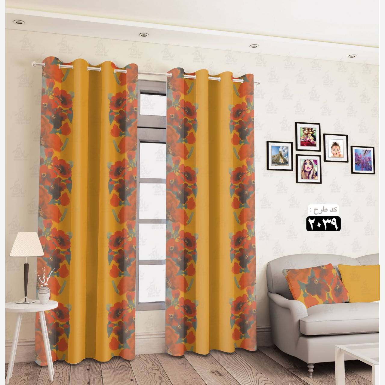 پرده چاپی آماده نصب طرح کلاسیک گل کد 4881