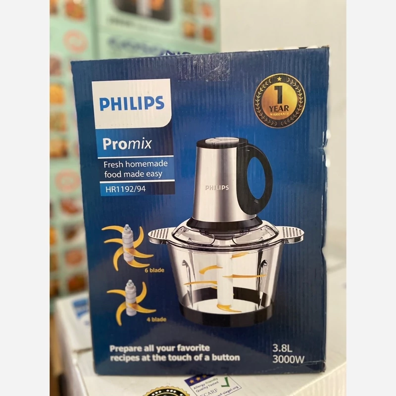 خردکن 3.8 لیتری فیلیپس اصلی 3500وات موتور قوی سه سرعته کاسه پیرکس، غذا ساز فیلیپس ،میکسر فیلیپس،خردکن PHILIPS، پسکرایه