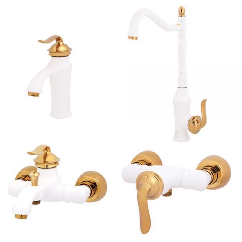 ست شیرآلات زرشام مدل بامبو رنگ سفید طلایی با 7 سال ضمانت شرکتی (ارسال رایگان)