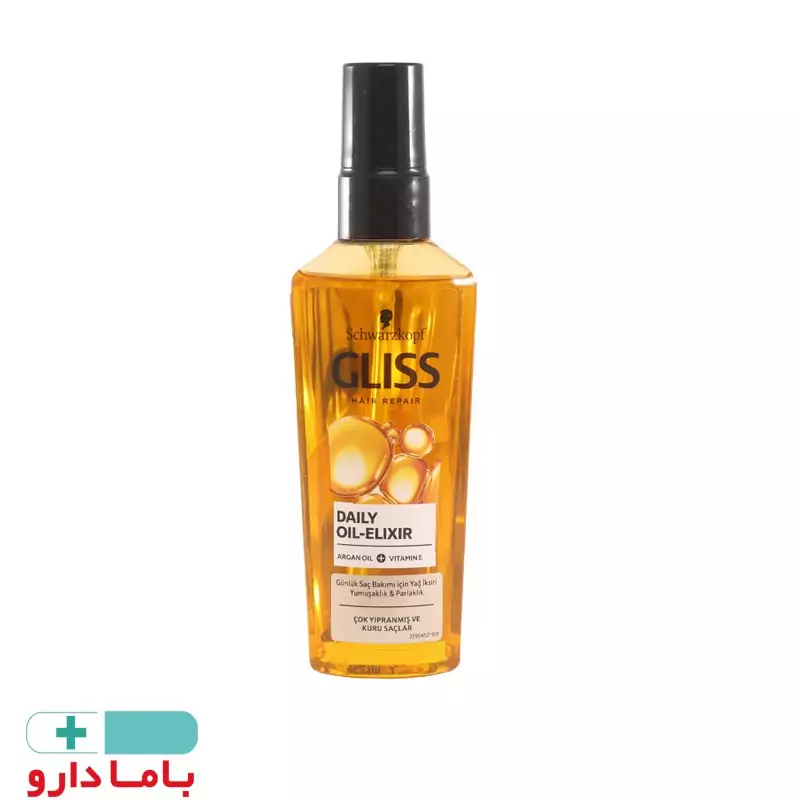 روغن آرگان ترمیم کننده مو گلیس Gliss مدلDaily Oil-Elixir مناسب موهای خشک 75میل مناسب استفاده روزانه