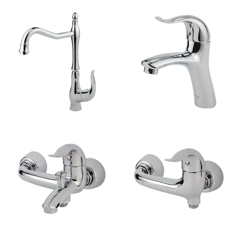 شیرآلات کسری ست 4تیکه مدل کاسپین کروم