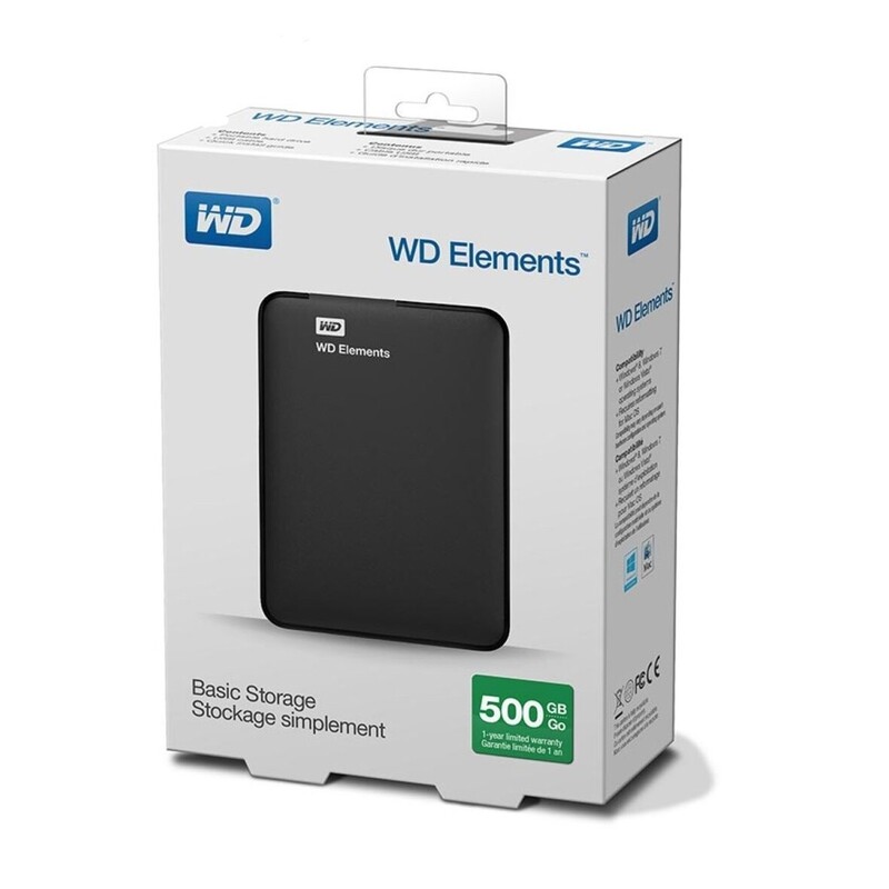 هارد اکسترنال 500 گیگابایت وسترن المنت ( 12 ماه ضمانت + کیف محافظ)