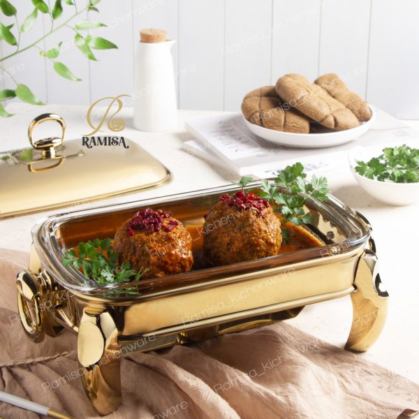 سوفله مستطیل 1.5 لیتر پافیلی تمام طلایی رزلند