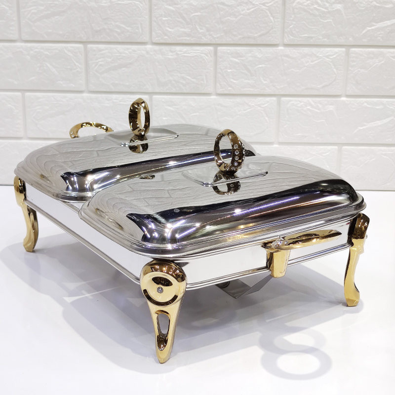 سوفله مستطیل دوقلو حلقه نگین پایه طلایی رزلند