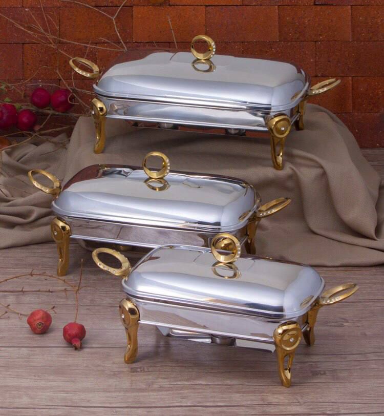 سوفله مستطیل 3 لیتر حلقه نگین پایه طلایی رزلند مبلمونسرا مدل 291346