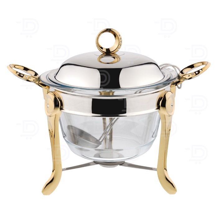 سوفله سوپ 3 لیتر حلقه نگین پایه طلایی رزلند