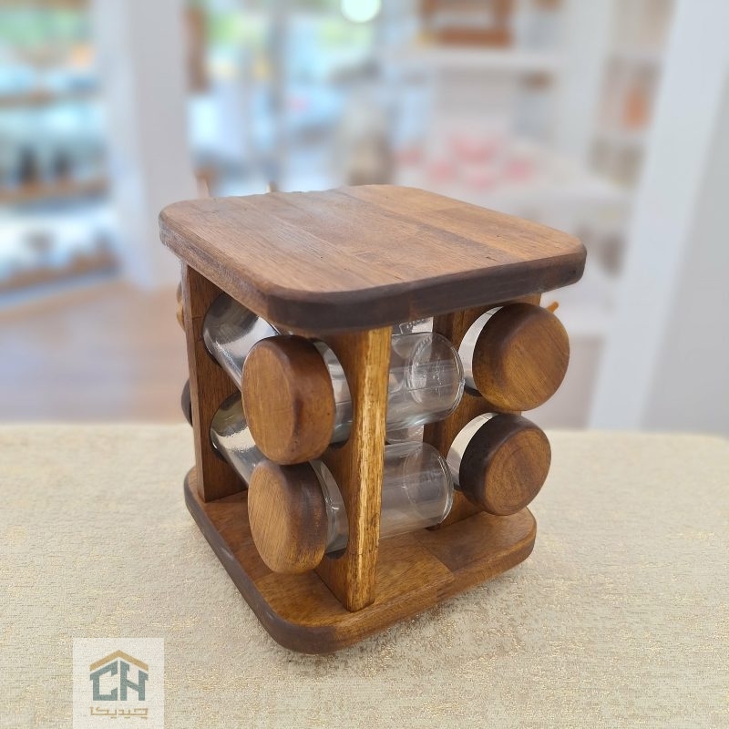 ست جا ادویه 8 تایی گردان طرح مربع مدل ACA99084