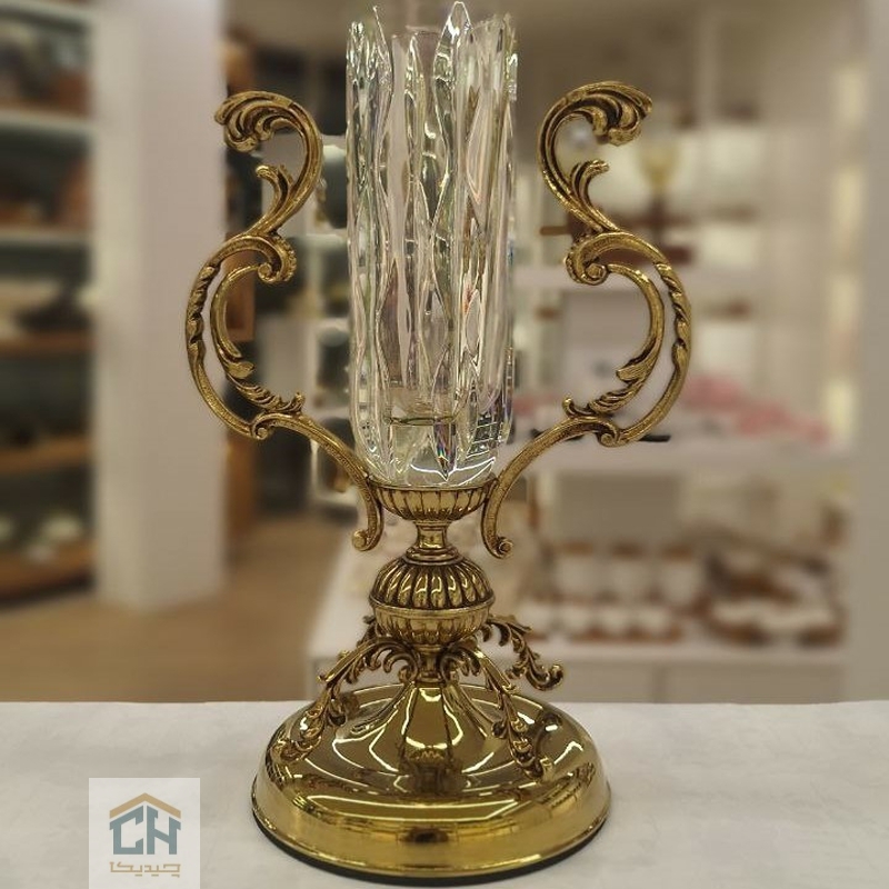 گلدان کریستال و برنج مدل RS-016-G