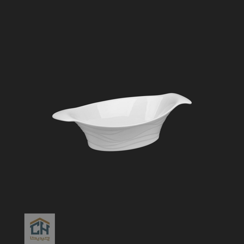 سالاد خوری سرامیکی بیضی متوسط گلدکیش طرح Wave مدل G103829