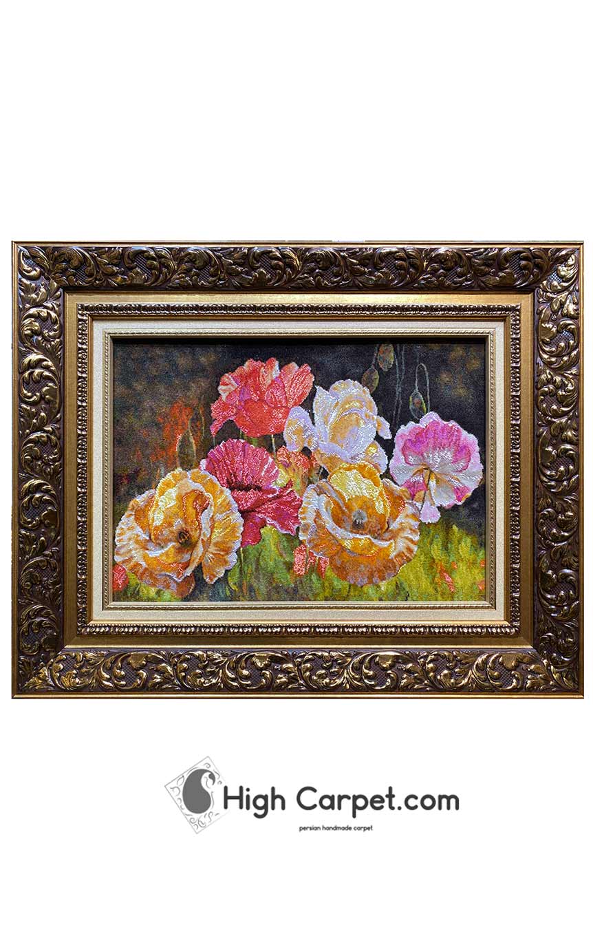 تابلو فرش دستباف گل و گلدان کد038328