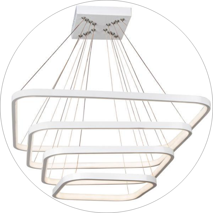 لوستر مدرن سقفی  مربع چهار طبقه سی و پنجاه و هفتاد و نودکد0025