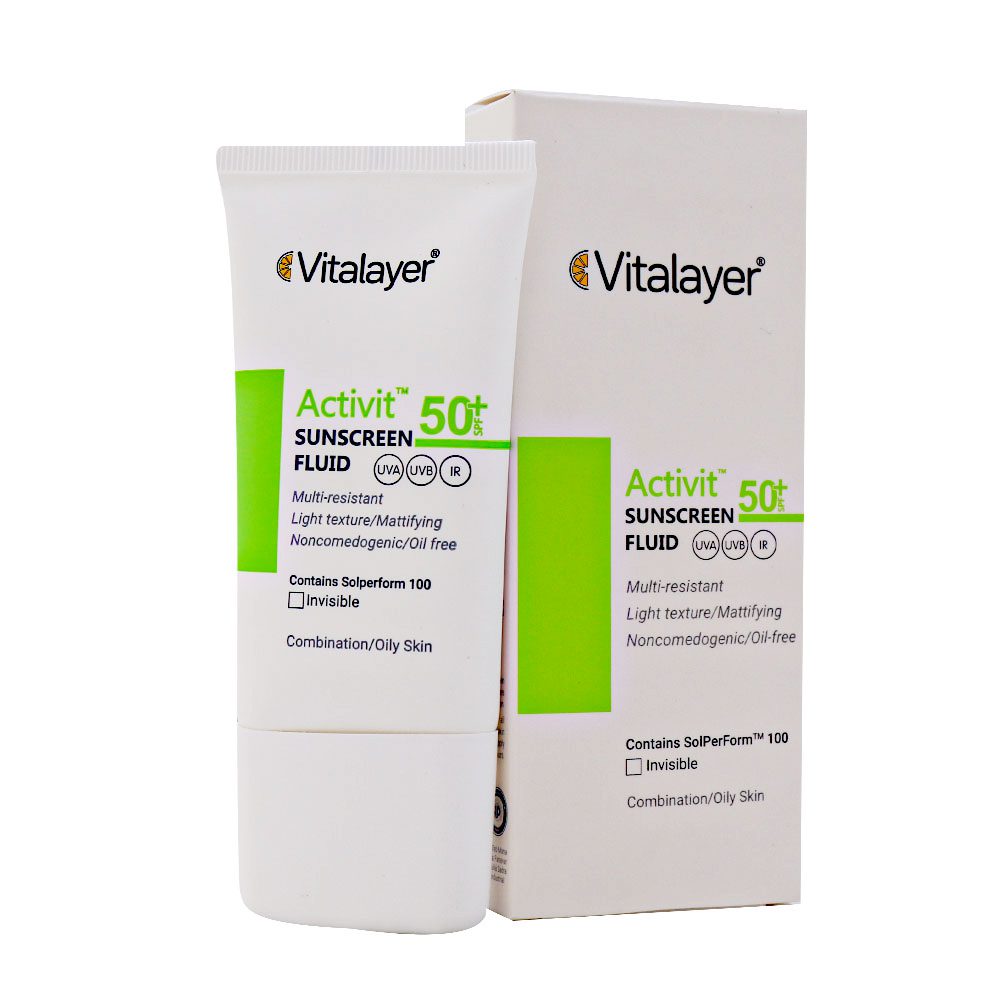 کرم ضدآفتاب پوست چرب spf 50 اکتی ویت ویتالایر بی رنگ (50 میل)