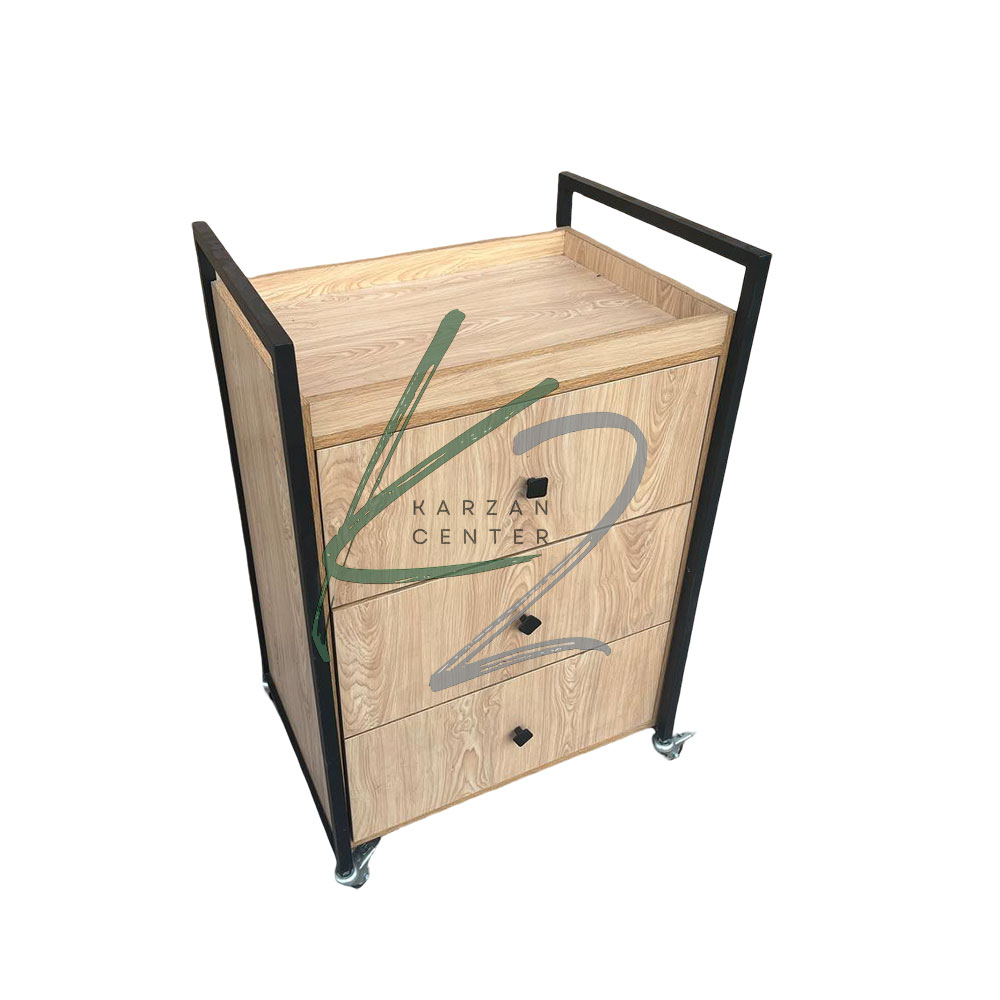 ترولی آرایشگاهی چوب و فلز سه کشو مدل K6040