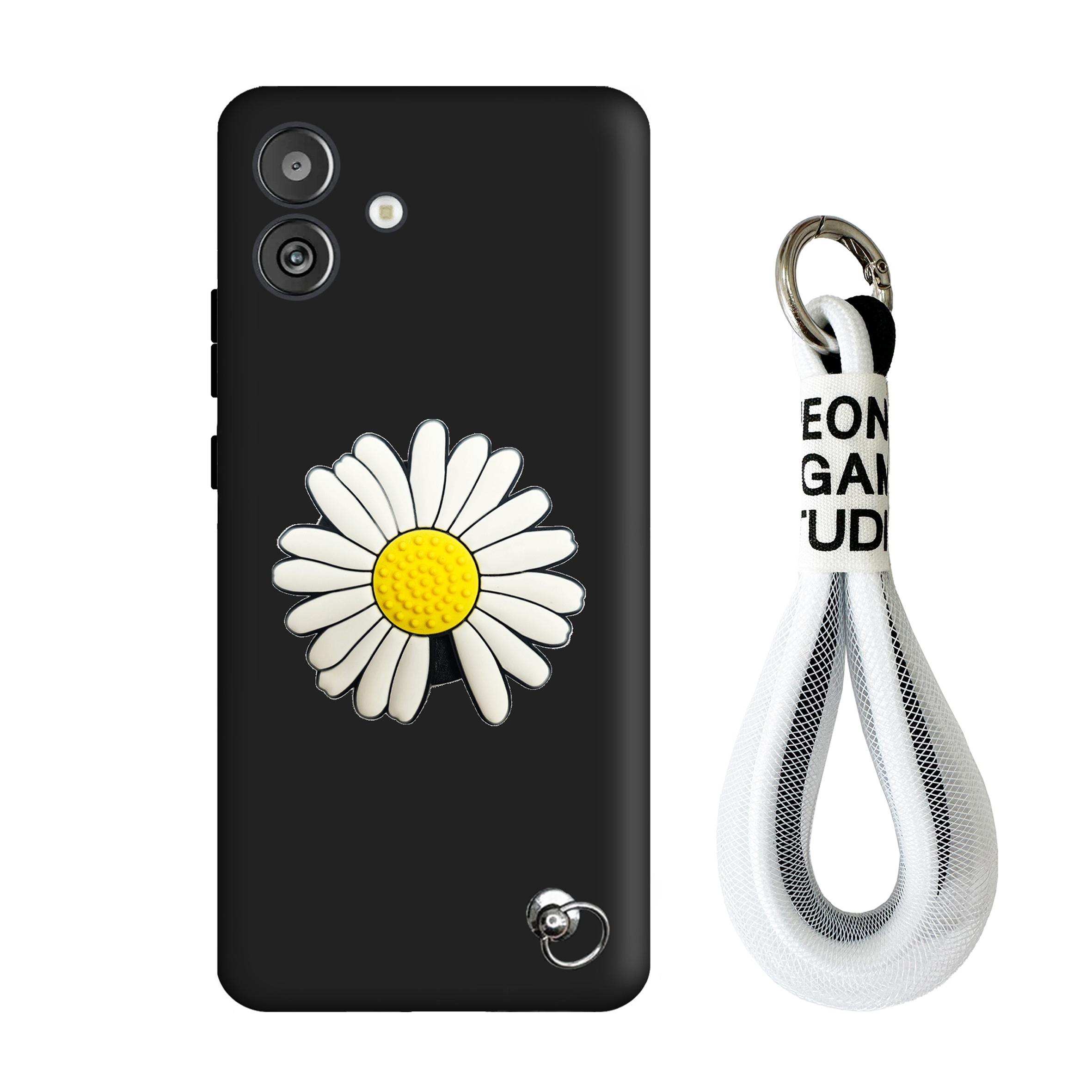 قاب گوشی سامسونگ A04 دخترانه بابونه همراه با بند توری