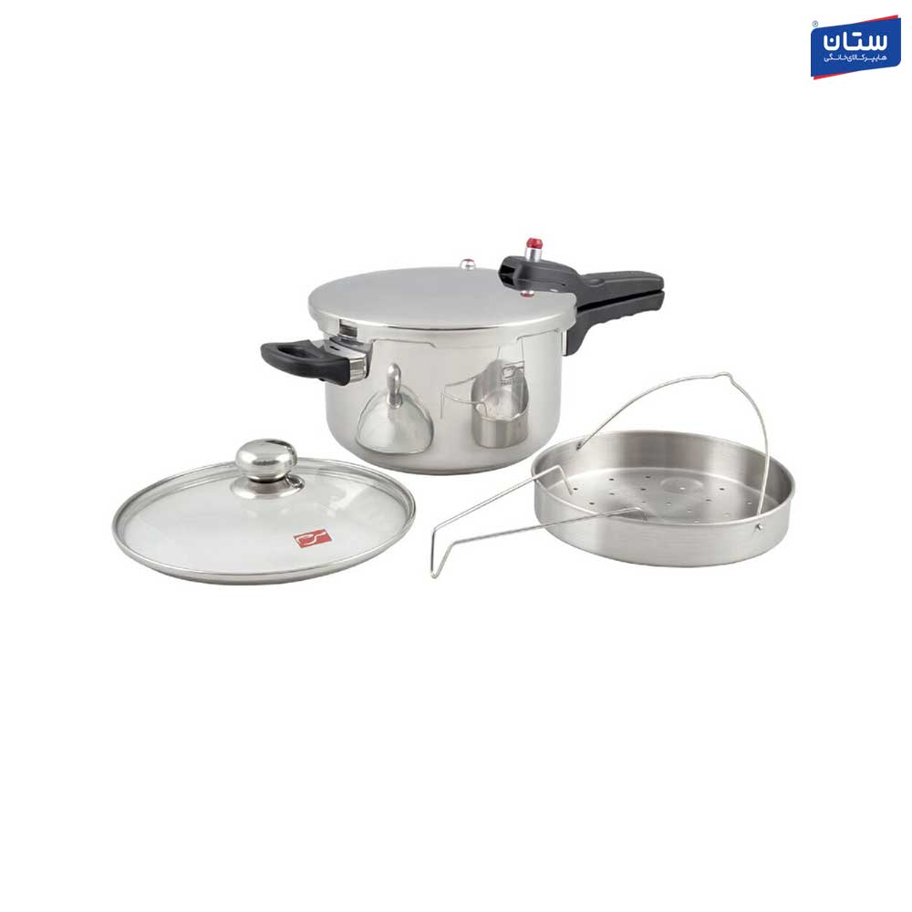 زودپز 4/5 لیتری پارس استیل با درب پیرکس و سبد بخارپز ( پس کرایه )