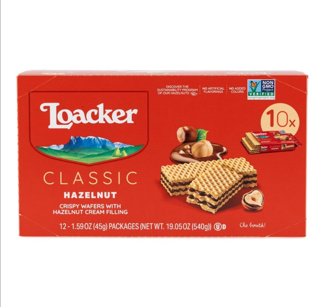 پک 10 عددی ویفر شکلاتی برند LOACKER با کرم شکلات و فندوق10X45g(اورجینال)