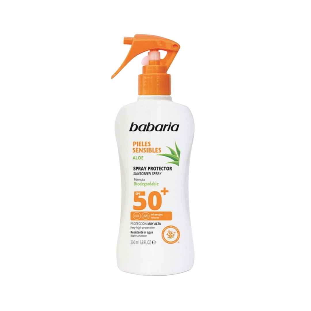 اسپری ضد آفتاب باباریا Babaria حاوی spf50 مناسب پوست حساس حجم 200 میل
