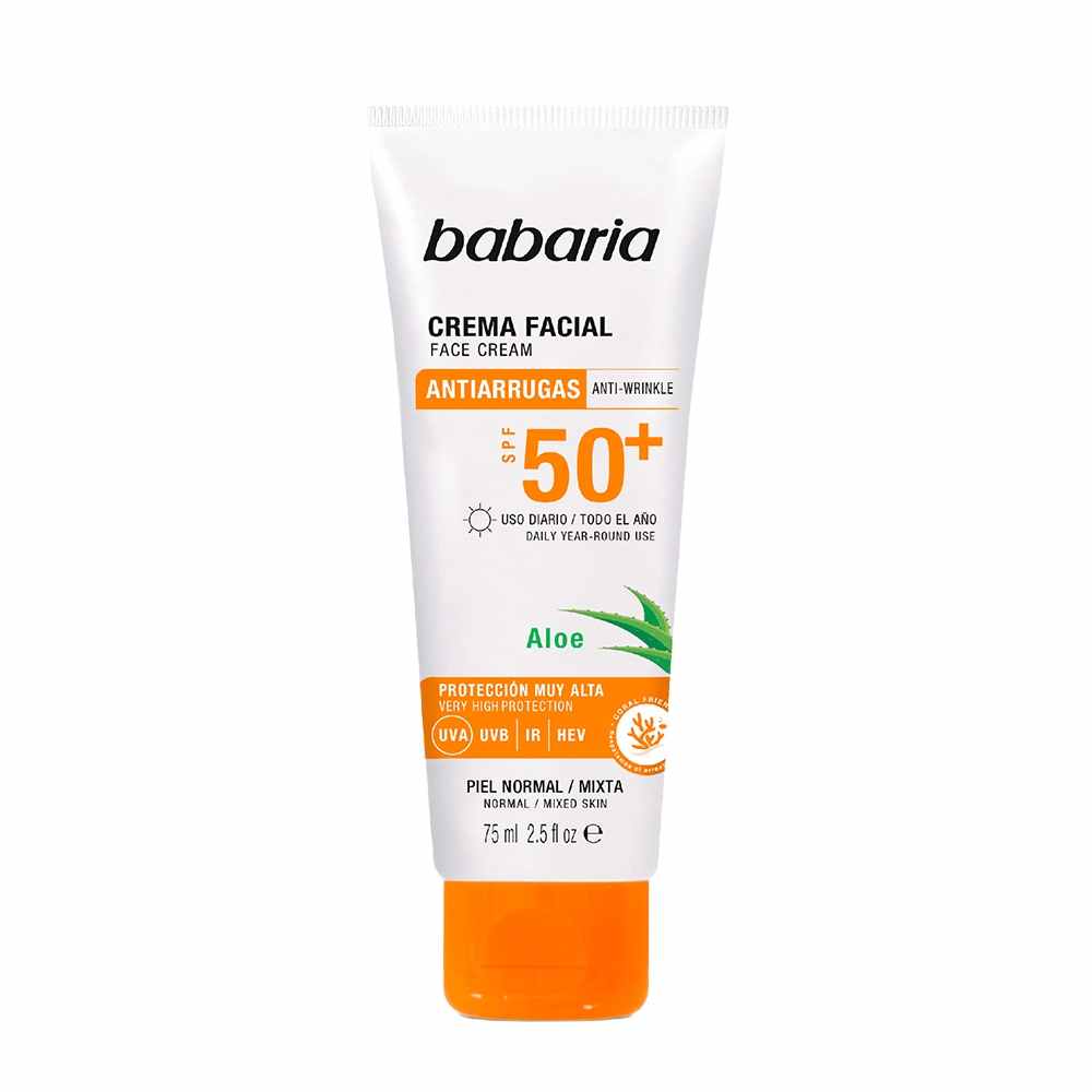 ضد آفتاب باباریا SPF50 مدل ANTI POLUTION حاوی آلوئه ورا حجم 75 میل