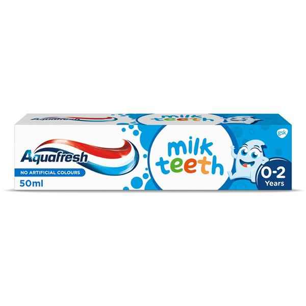 خمیر دندان کودک آکوافرش مناسب 0 الی 2 ساله مدل milk teeth حجم 50 میل