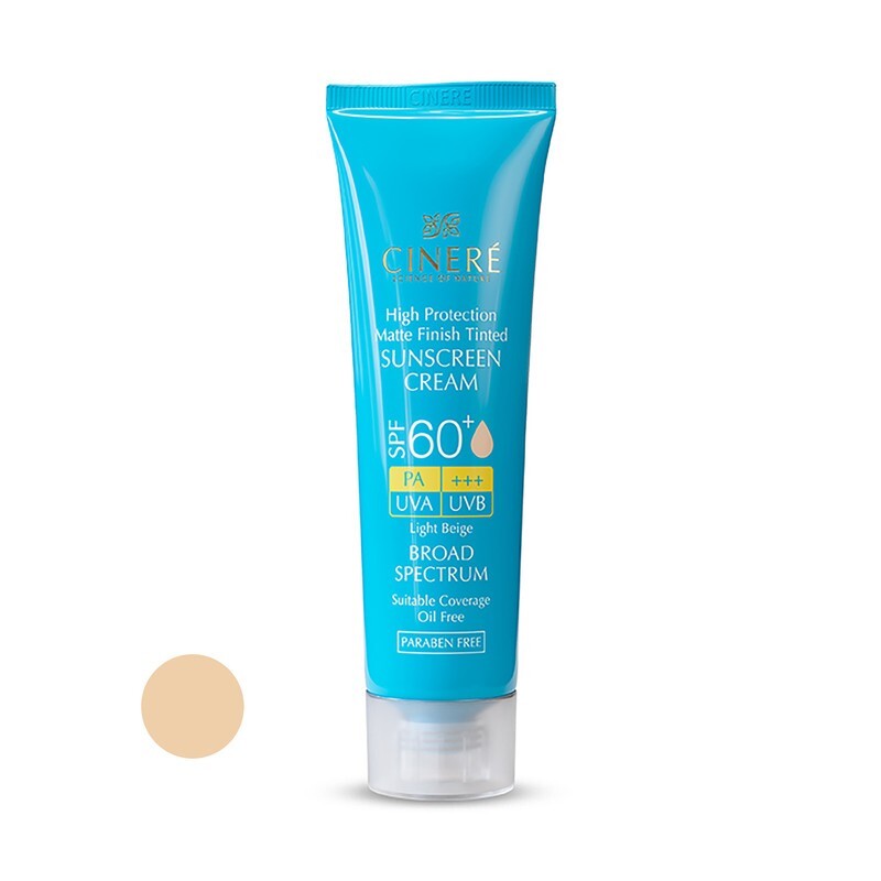 کرم ضد آفتاب رنگی سینره، SPF 60، مناسب انواع پوست با تنالیته رنگ روشن و حجم 50 میلی‌لیتر