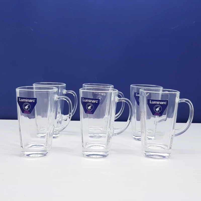 استکان لومینارک مدل استرلینگ اصلی حک شده دسته دار دست 6 عددی ساخت امارات LUMINARC STERLING سری گلد فرنس F2565E