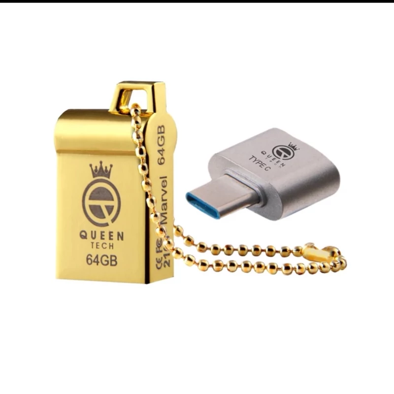 فلش مموری 64 گیگابایت کوئین تک مدل MARVEL C-PLUS به همراه تبدیل type c
