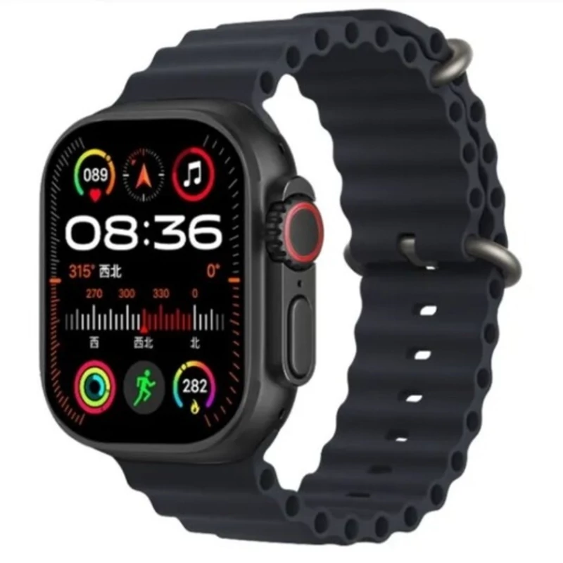 ساعت هوشمند T3000 Ultra دارای دو بند نارنجی و مشکی اسمارت واچ T3000 Ultra ساعت مچی هوشمند پسرانه ساعت هوشمند دخترانه