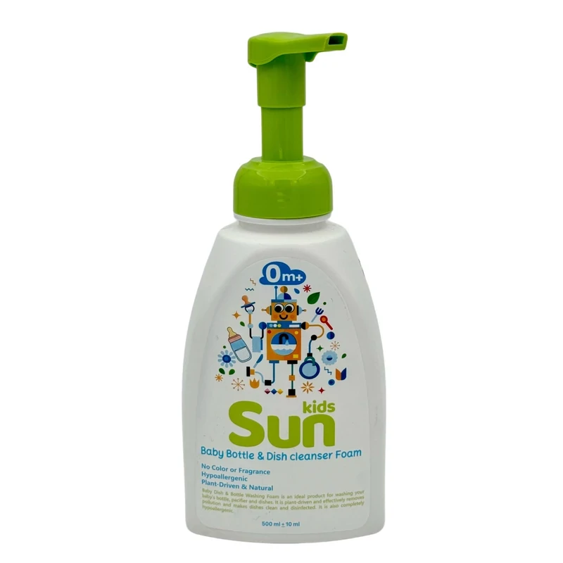 فوم استریل شیشه شیشه شیر و ظروف کودک سان کیدز حجم 500 میلی لیتر