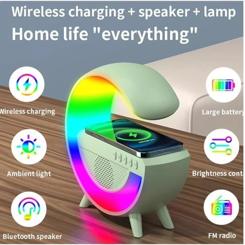 چراغ خواب بلوتوثی دارای اسپیکر و شارژر وایرلس شب خواب Led دار همراه با ضمانت 