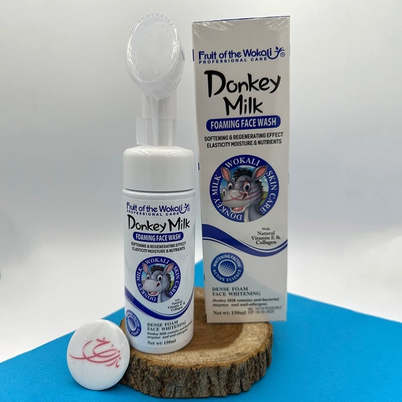 فوم شستشوی صورت شیر الاغ براش دار وکالی مدل آبی حجم 150 میلی لیتری