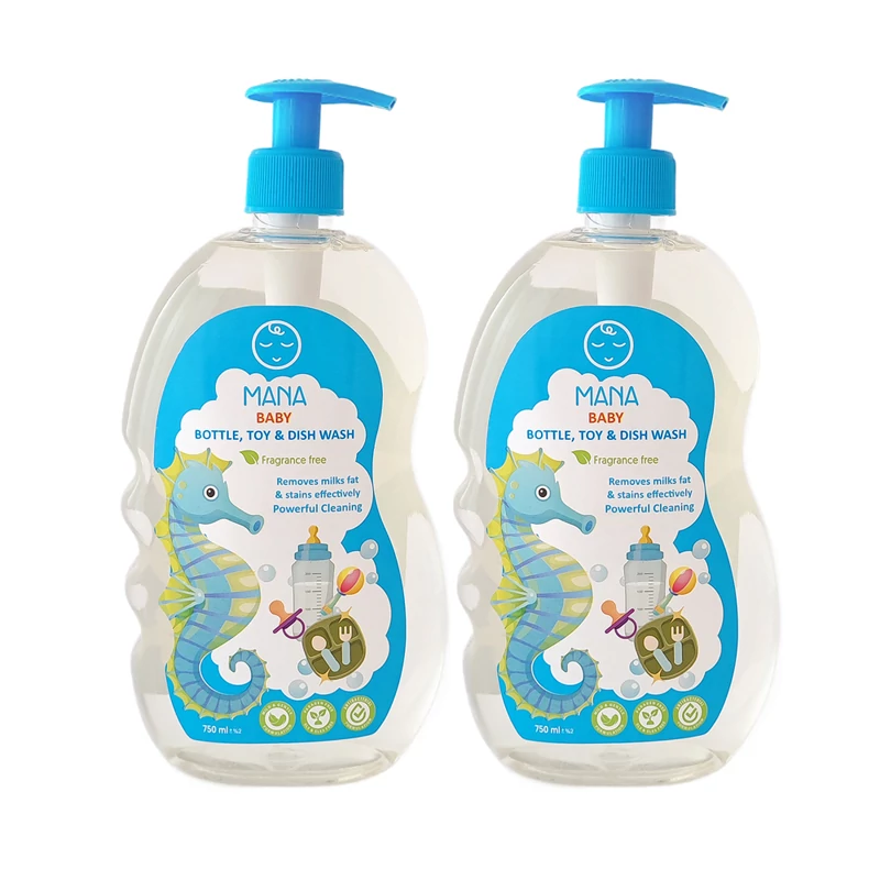 مایع شوینده و ضدعفونی کننده شیشه شیر مانا مدل درب پمپی حجم 750بسته دو عددی