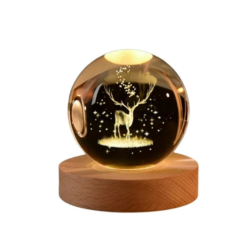 شب خواب مدل گوی کریستالی طرح سه بعدی گوزن