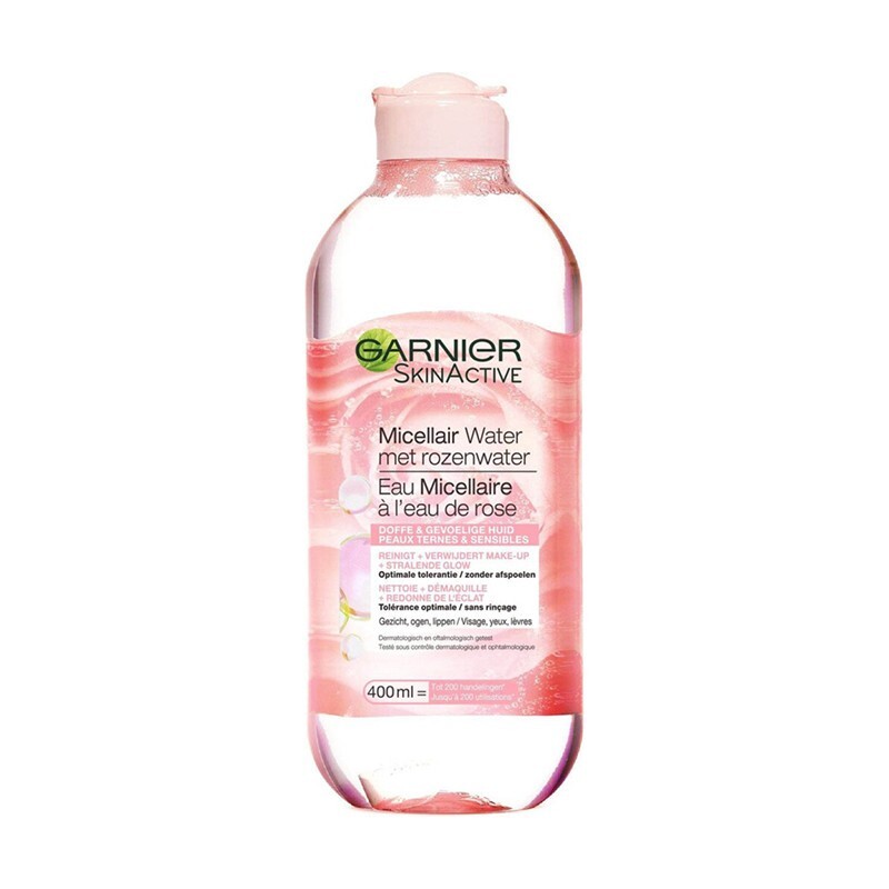 میسلار واتر آرایش پاک کن گلاب گارنیر مناسب پوست حساس و رنگ پریده حجم 400 میل