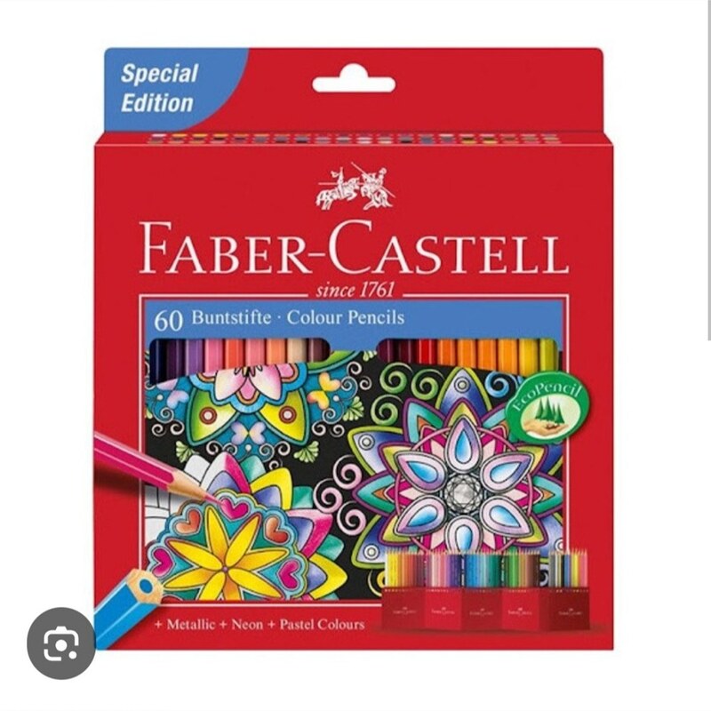 مداد رنگی 60رنگ فابر کاستل جعبه فلزی