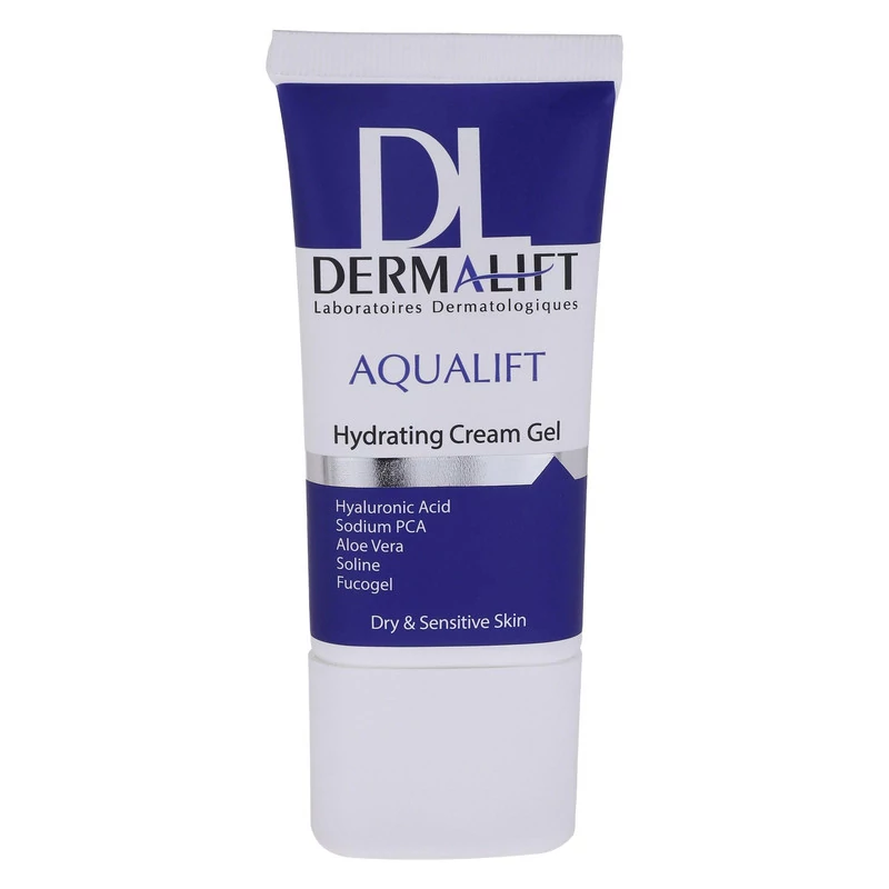 کرم ژل آبرسان صورت درمالیفت مدل AQUALIFT مناسب برای پوست‌های خشک و حساس حجم 50 میلی لیتر