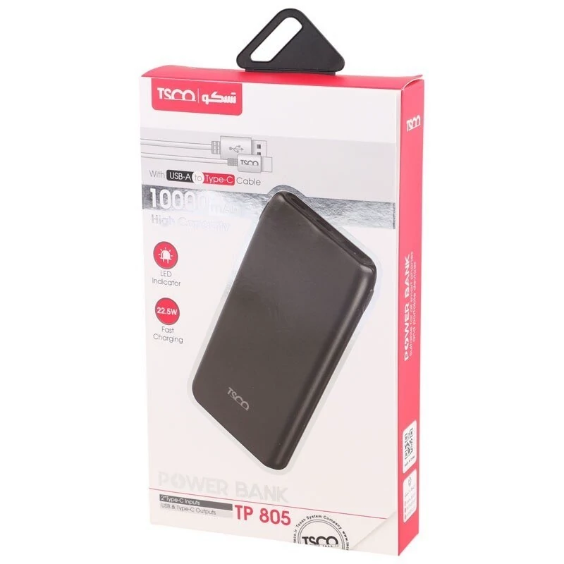 پاور بانک فست شارژ تسکو TP 805 QC3.0 PD 22.5W ظرفیت 10000 میلی آمپر ساعت