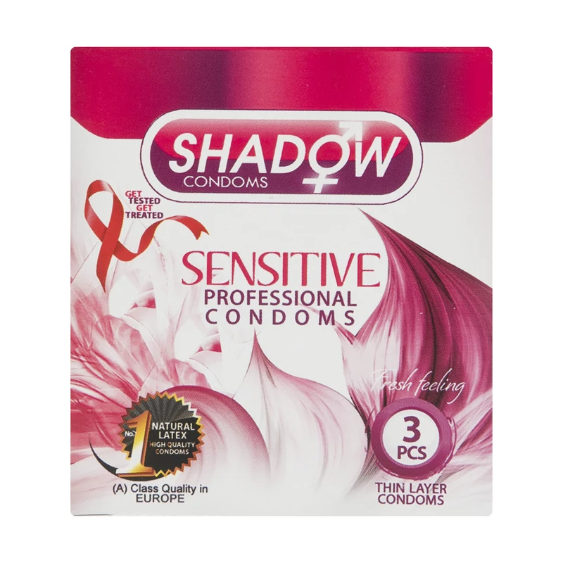 کاندوم بسیار نازک و حساس برای جلوگیری از مقاربت های دردناک برند شادو بسته 3 عددی