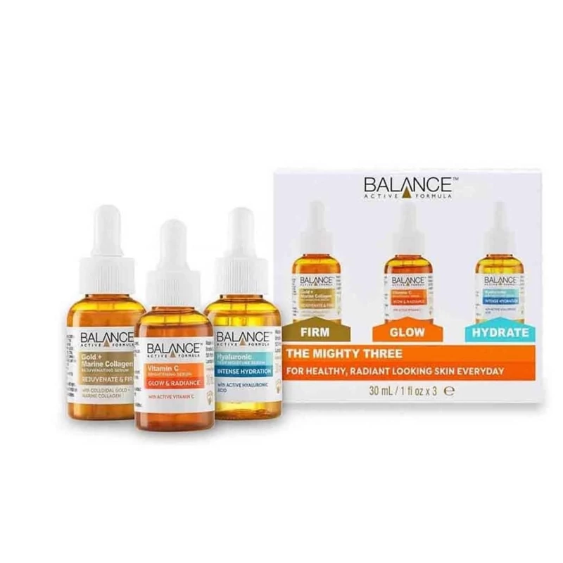 پک 3عددی سرم پوستی بالانس مدل The mighty three Balance active formula the mighty 3 serum set