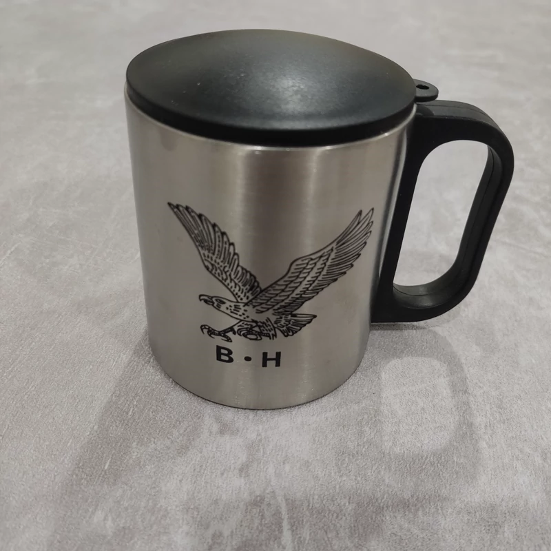 لیوان دو جداره دمنوش ساز استیل عقاب با درب و زنجیر ، ماگ دو جداره ،  لیوان عقاب ، لیوان مسافرتی ، کوه نوردی ، پس کرایه 