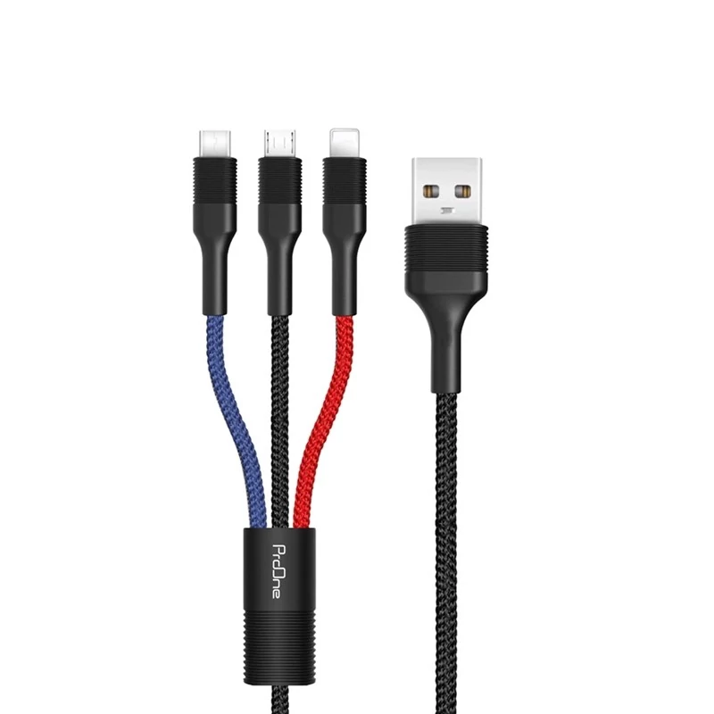 کابل تبدیل USB به USB-C / microUSB / لایتنینگ پرووان مدل PCC280 طول 1 متر