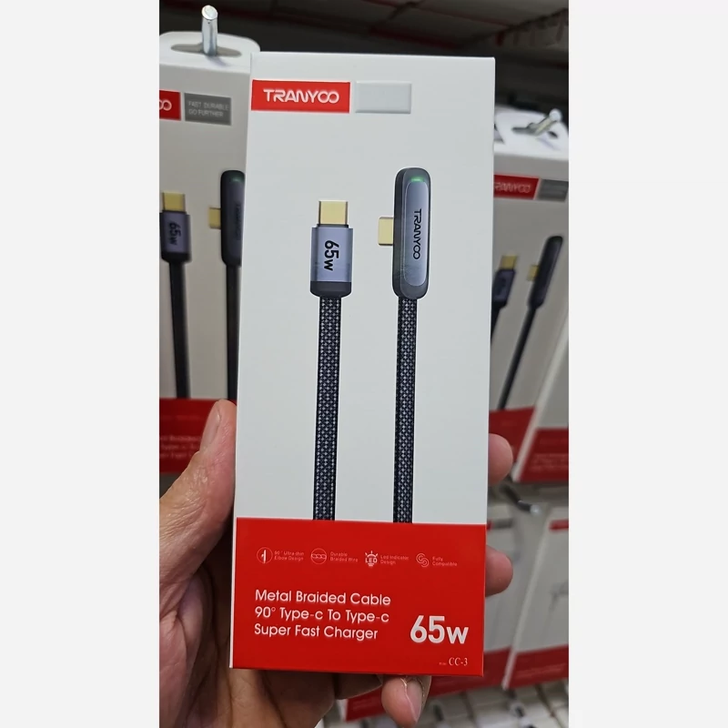 کابل Type-C به Type-C فست شارژ 65W ترانیو مدل CC-3