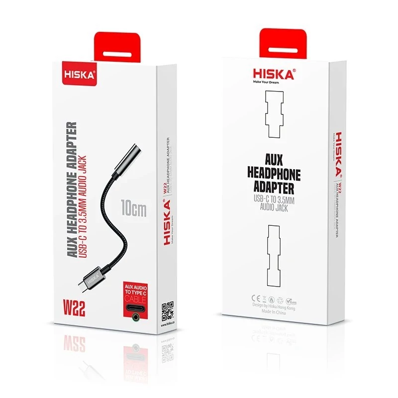 کابل تبدیل USB-C به AUX هیسکا مدل W22 طول 0.1 متر