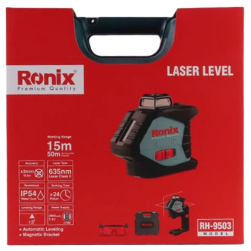 تراز لیزری دو خط نور قرمز رونیکس مدل RH-9503 همراه کیف و لوازم