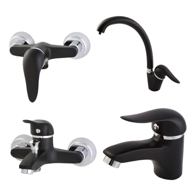 ست شیرآلات مدل اوج سفید کروم مجموعه 4 عددی