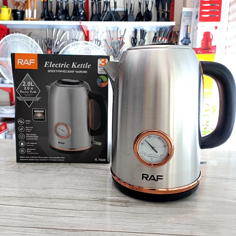 کتری برقی استیل دماسنج دار برند راف مدل R.7849