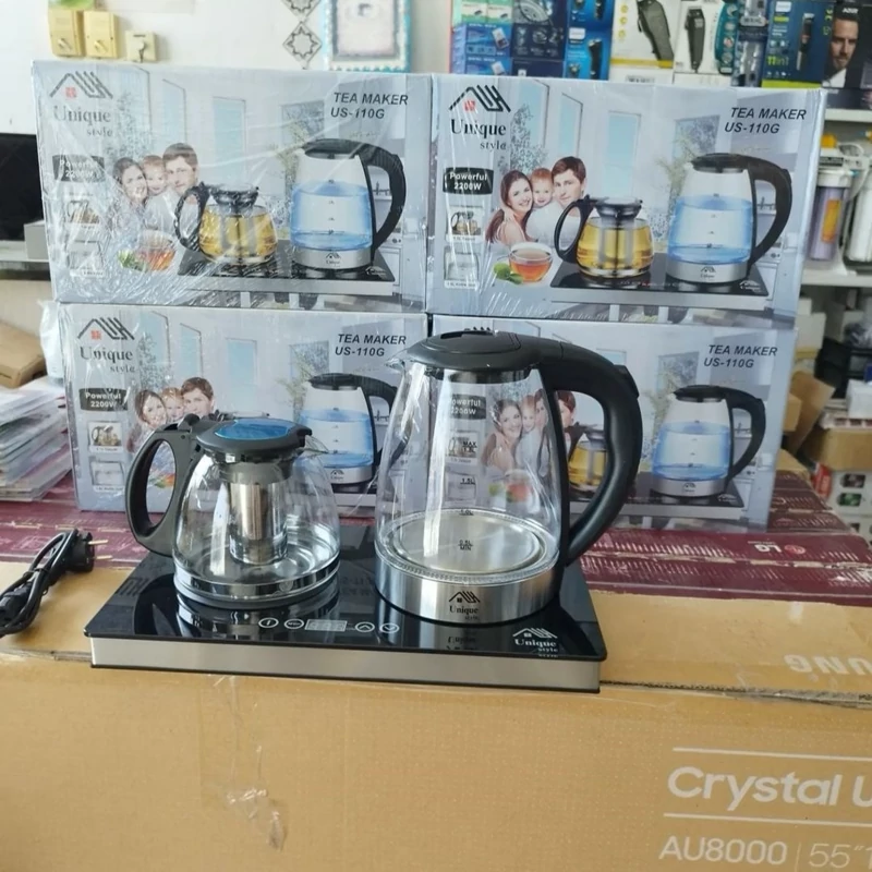 چایساز چای ساز کنارهمی یونیک صفحه لمسی کتری شیشه توان 2200 وات ارسال رایگان