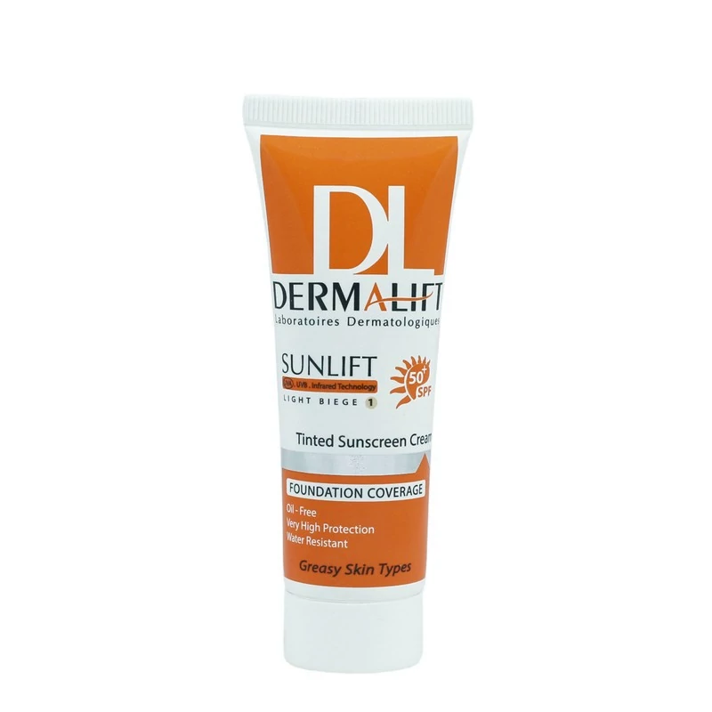 کرم ضد افتاب درمالیفت با اس پی اف 50 و رنگی (بژ روشن)