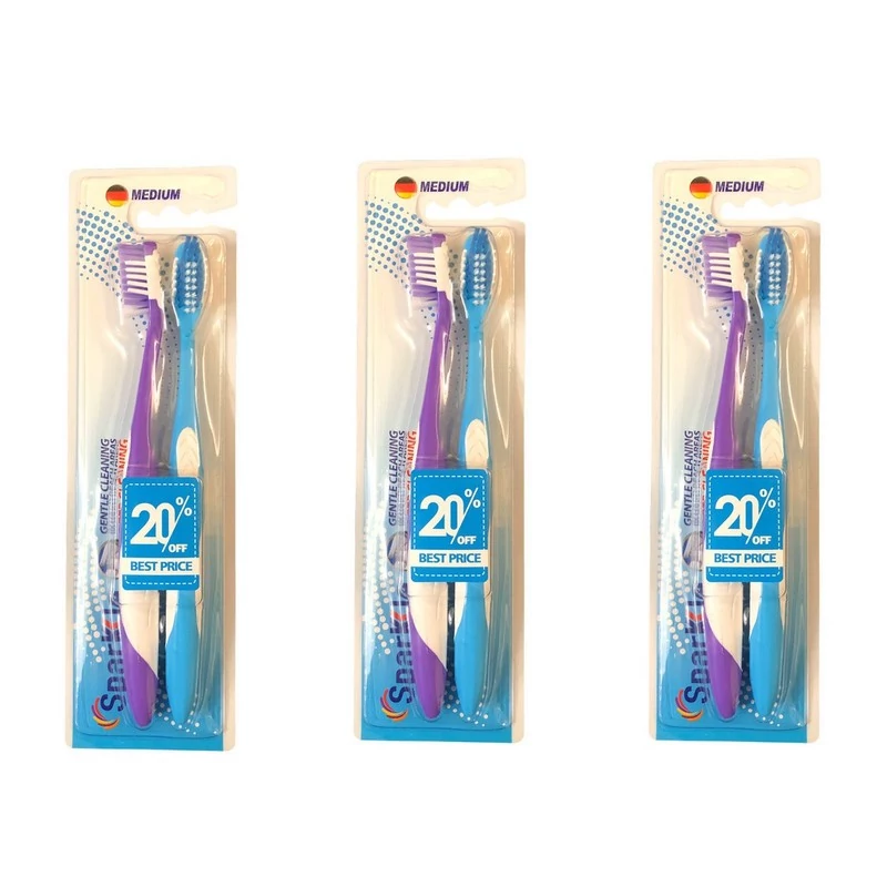 مسواک اسپارکل مدل G license با برس متوسط مجموعه 3 عددی