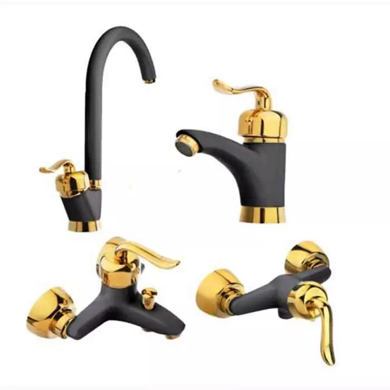 ست شیرآلات زرشام مدل مینی تنسو مشکی طلایی با گارانتی 7 ساله (ارسال رایگان)